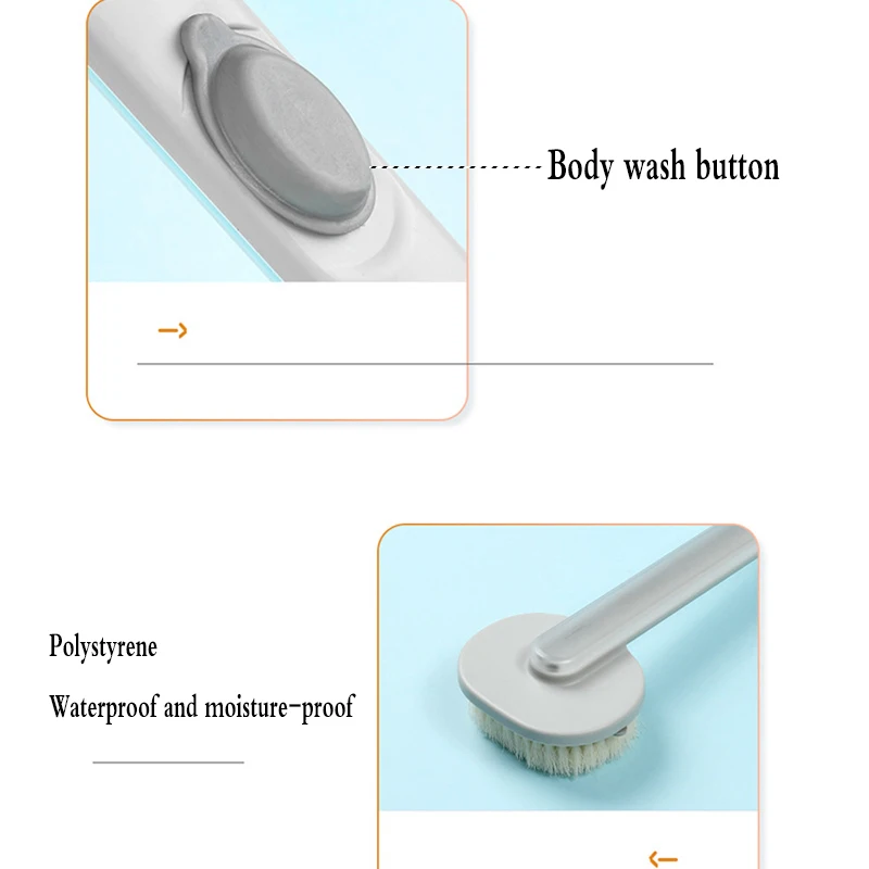 Cepillo de baño desmontable multifuncional para la espalda, esponja de baño con mango, masajeador