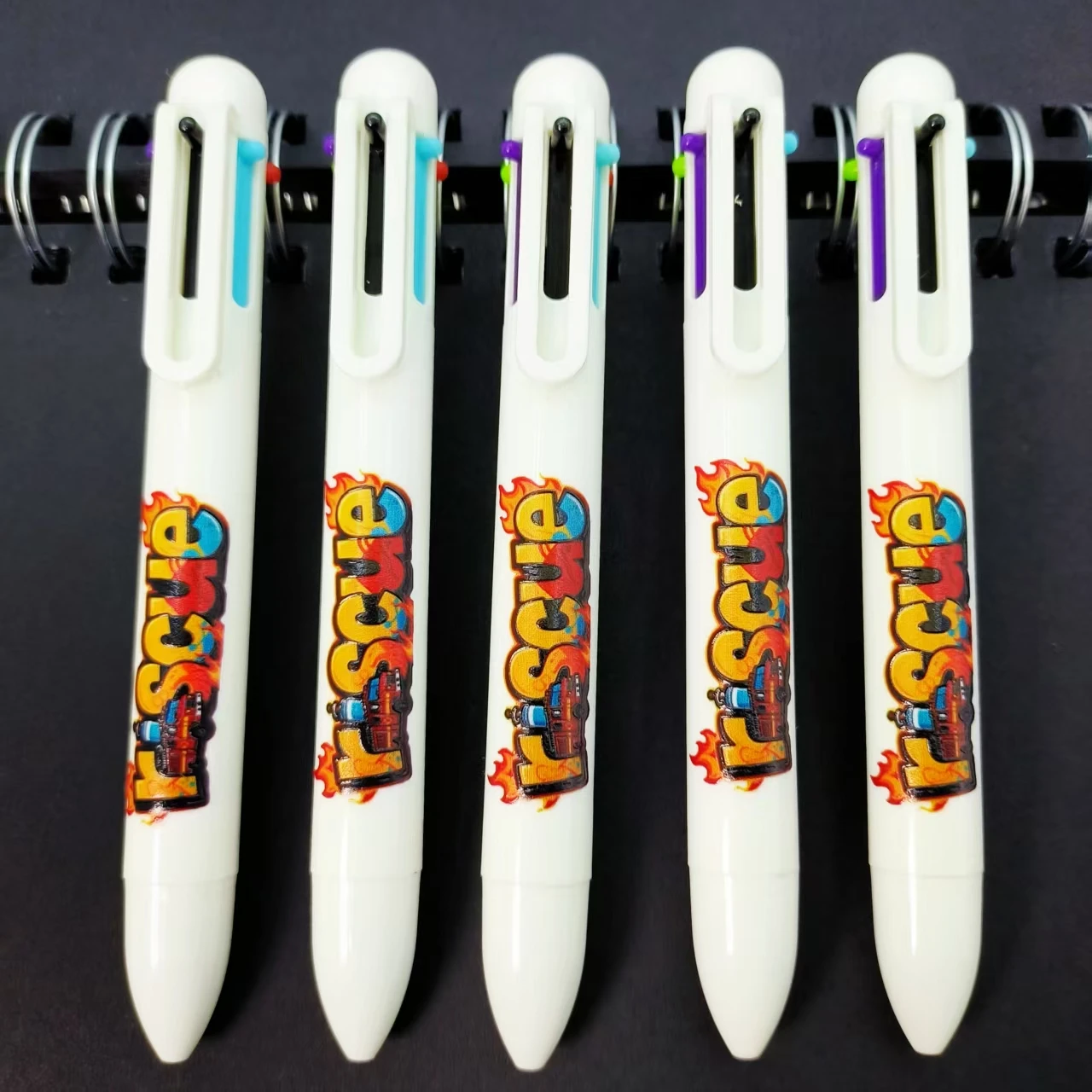 

5/10pcs Fire Rescue Theme Ballpoint Pen Cool Graffiti Letter Six in One Multi Color Pen Marking Key Multi Color Ballpoint Pen