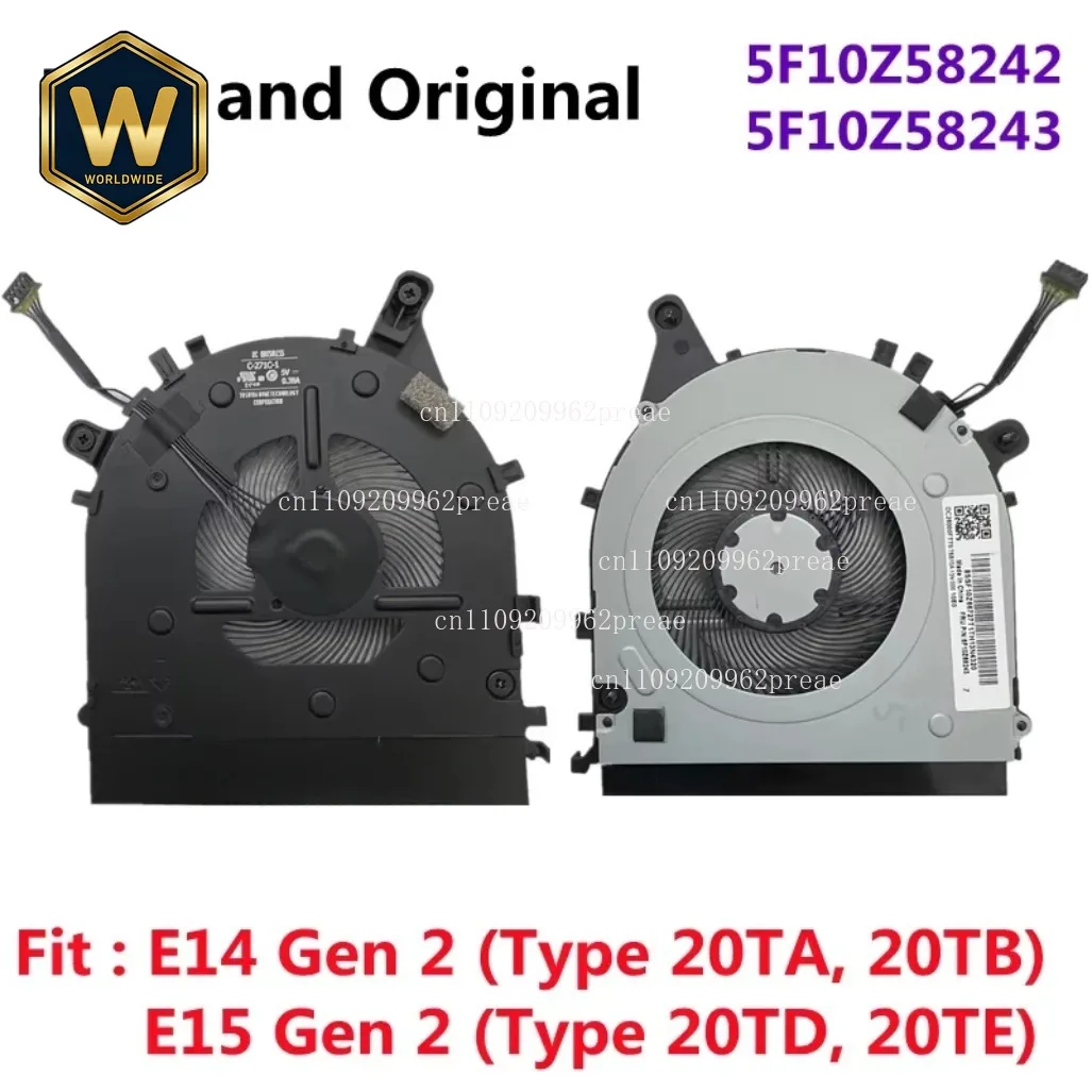 S For Intel CPU Cooling Fan Cooler For Lenovo Thinkpad E14 Gen 2/E15 Gen 2 Laptop C-271C-1 FRU 5F10Z58242 5F10Z58243
