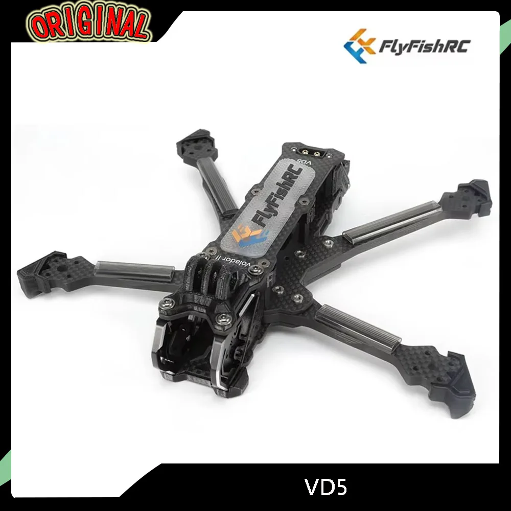 

FlyFishRC Volador II VD5 V2 Deadcat FPV Frame Kit - T700 Carbon, 5" for RC FPV Cinematic Drone, Compatible with O4 Air Unit