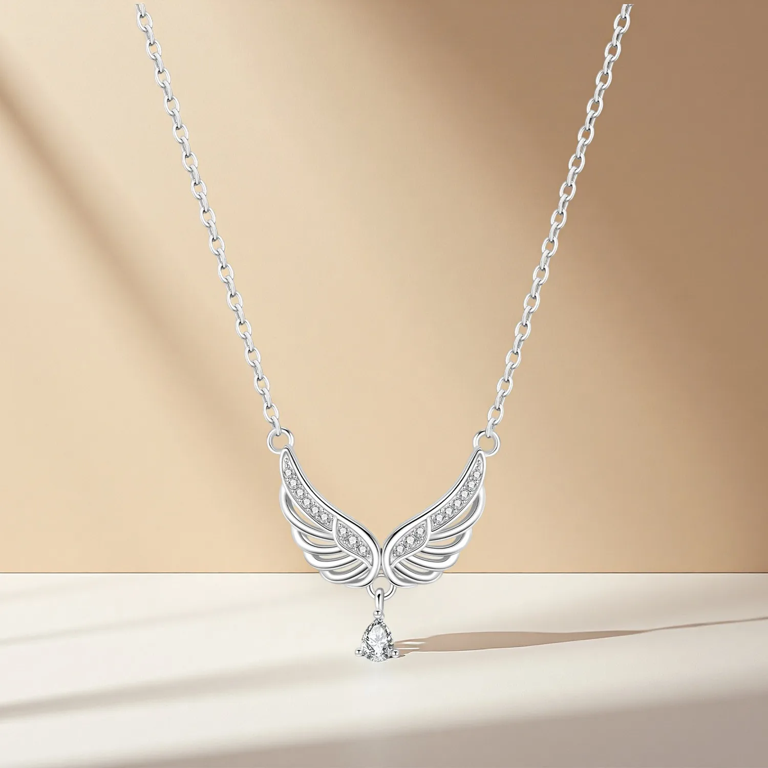 Orstarry Halskette mit hohlen Flügeln und Quasten aus 925er-Sterlingsilber, Wassertropfen-Anhänger, Halskette für Frauen, Geburtstagsgeschenke, edler Schmuck – Detail 4