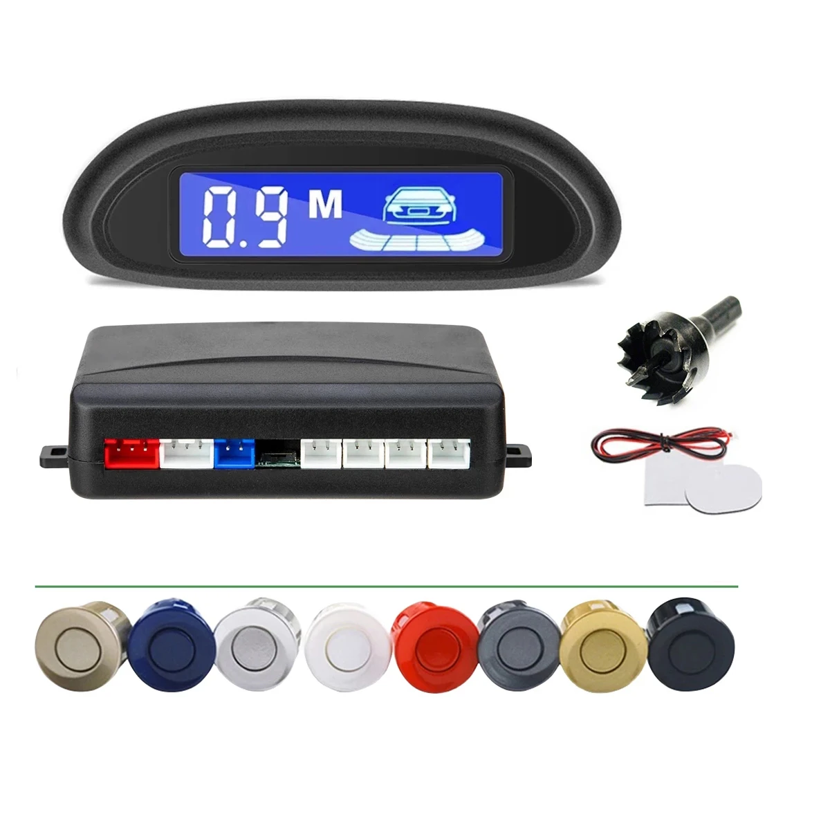 

Car LED Parking Radar Monitor With 4 Sensors Backup Auto Parktronic Reverse Detector System Backlight Display Universal