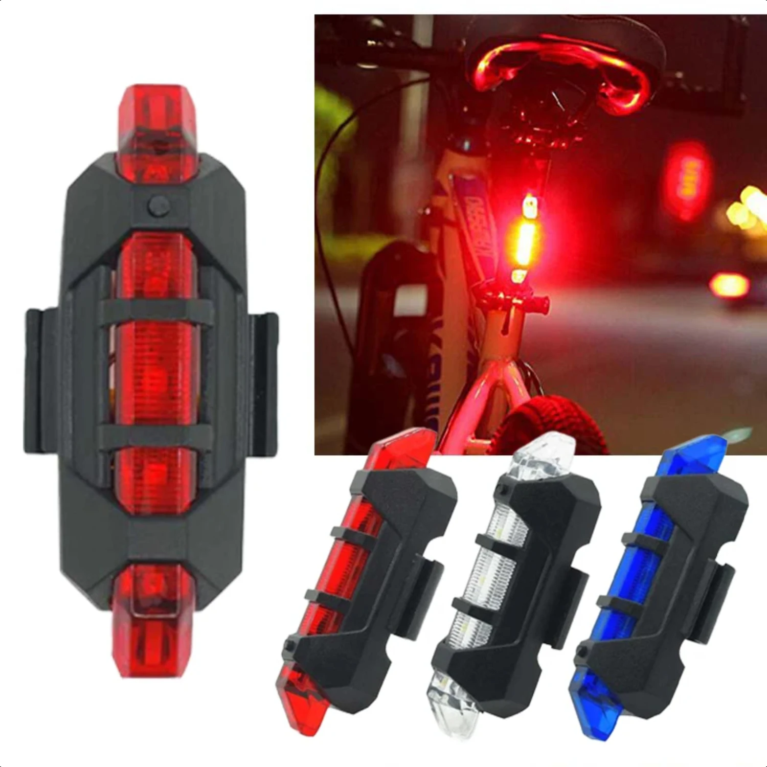 

Night Riding Bicycle Taillight Outdoor Bright USB Rechargeable Single Lamp Mountain Bike Warning Tail Light Easy to Install