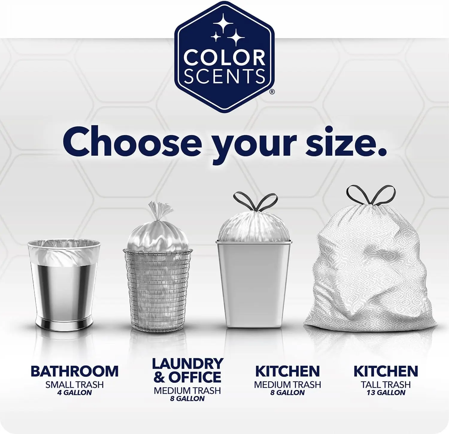 أكياس قمامة فانيليا سبايس معطرة سعة 4 جالون، عدد 60 مع ربطة عنق ملتوية للنفايات الصغيرة #5