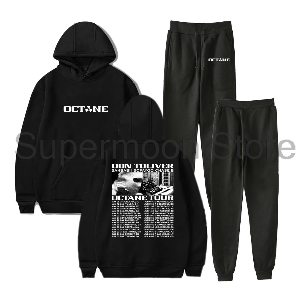 Conjunto de Moletom e Calça Jogger Don Toliver Octane Tour 2026 - Duas Peças (Blusão + Calça) para Mulheres e Homens