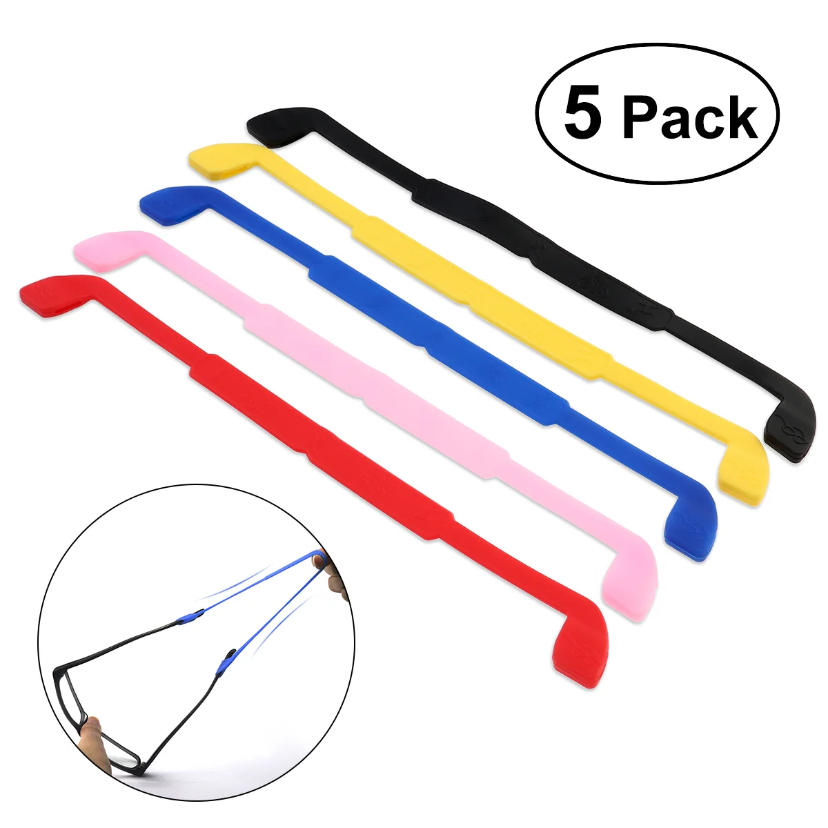 

NUOLUX 5 Colors Eyeglasses Sunglasses Glasses Anti-slip Elastic Silicone Headband Strap Anti-slip Silicone Strap