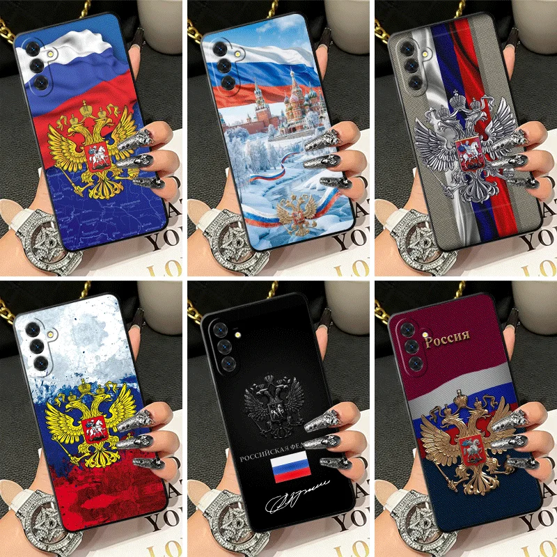 Soft Silicone Phone Case for Samsung A17 A16 A15 A14 A13 Russia Russian Flags Emblem Shell A57 A56 A55 A54 A53 A37 A36 A27 A26 A