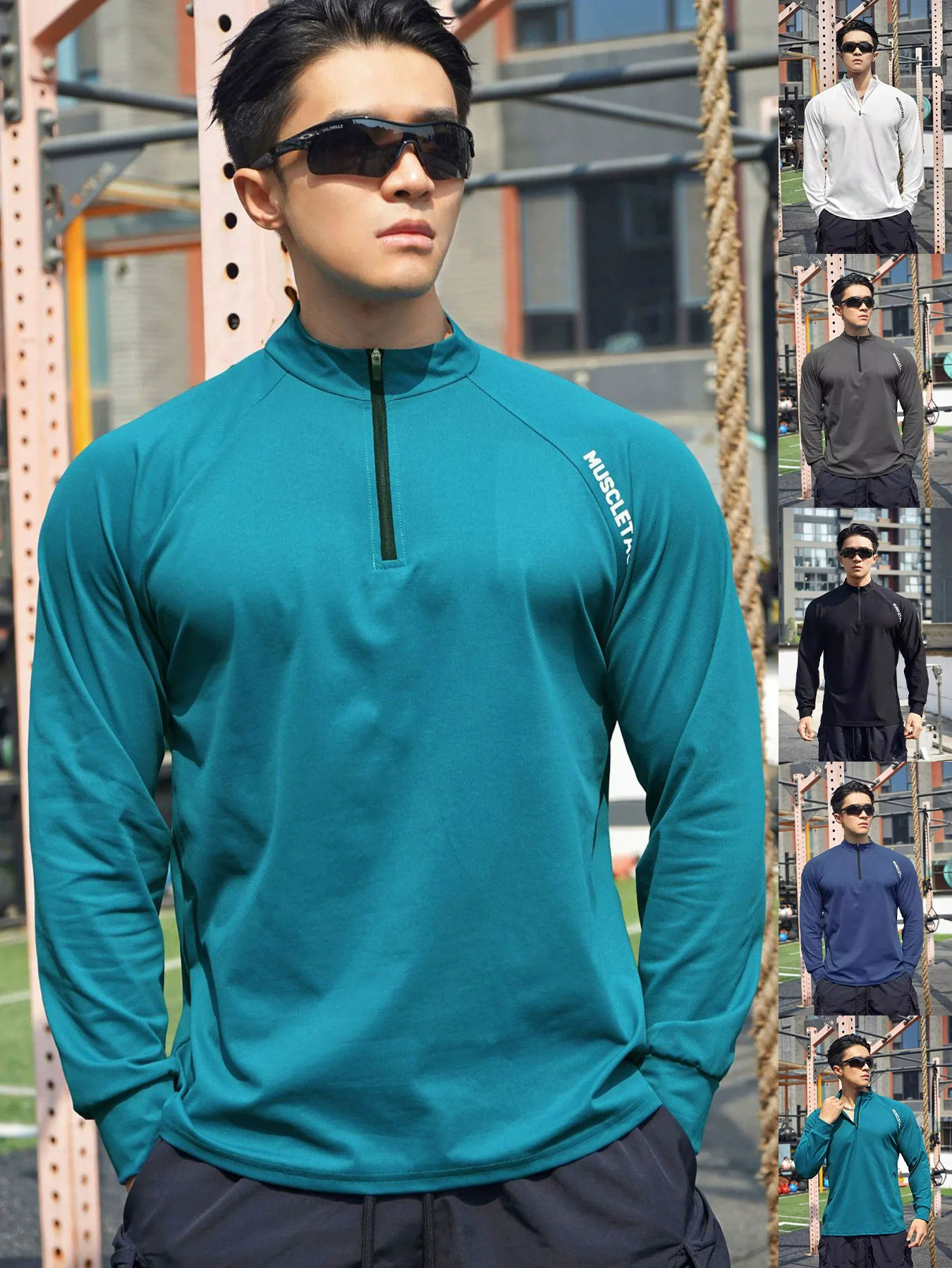 2025 New Man Long Sleeve Men's Fashion Jogging Casual Training Clothes Loose Gym Fitness Sports Zipper Long Sleeve T-shirt