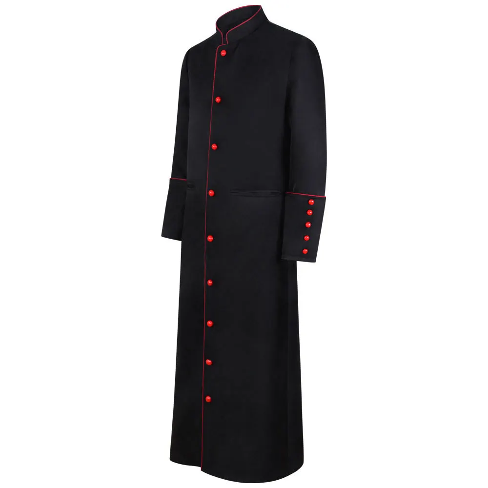 Halloween Men Church Medieval Prayer Robe Gown Retro Priest Missionary Cloak Long Coat Party Cosplay Costume Carnival Suit