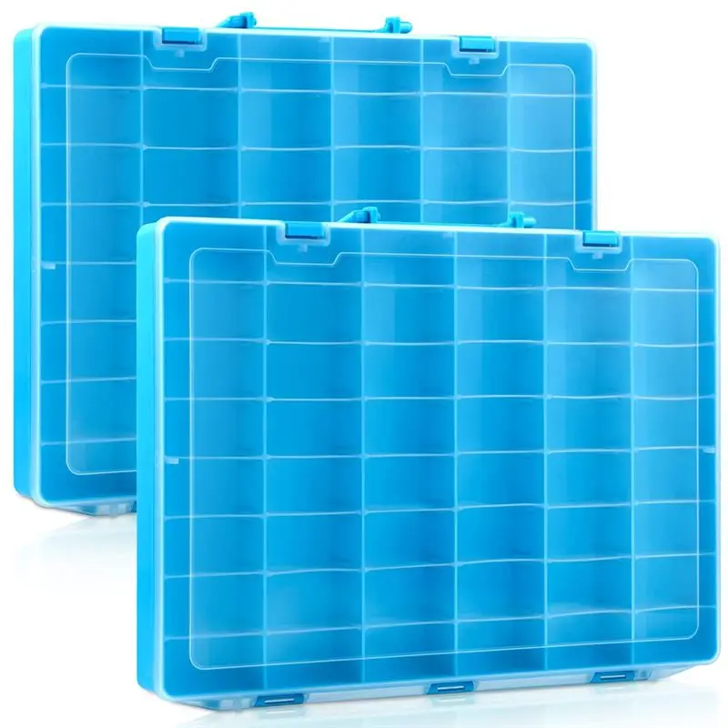 

AB11-2Pcs Пластиковый органайзер на 48 ячеек с выдвижными разделителями, прозрачный контейнер для хранения коллекций