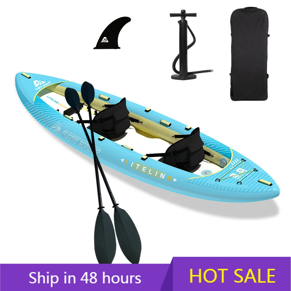 Wholesale Full‑Kit Inflatable Drop‑Stitch Kayak Set with Paddle Pump Seat Foldable Blow‑up Canoe OEM Custom