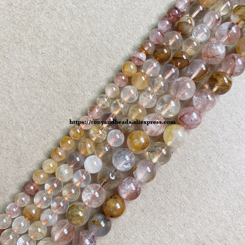 Genuine Semi-precious Natural Tanzania Red Flower Crystal Quartz Stone Round Loose Beads 6 8 10MM For Jewelry Making DIY