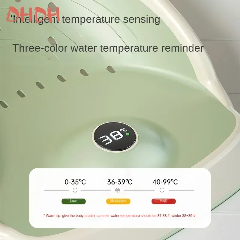 Temperature Display Baby Bath Tub – Non-Slip Foldable Infant Bathtub Real-Time Water Temp Sensor, Portable & Safe for Newborns view 4