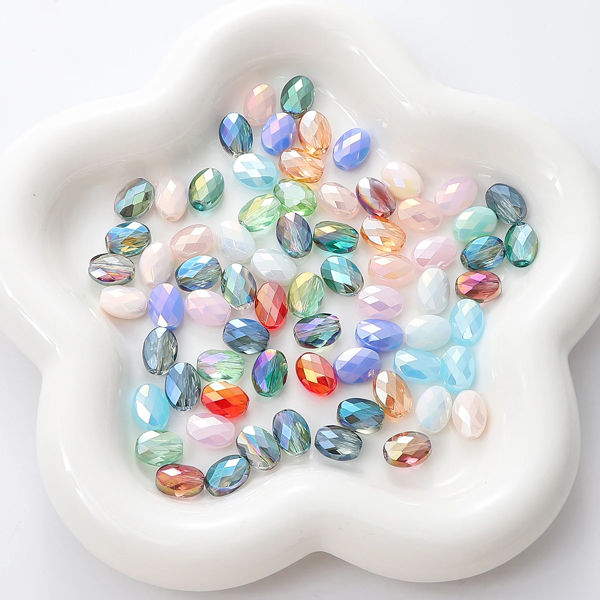 

10/40pcs Beads Austrian Pendant Bead Oval Faceted Crystal Glass Loose Beads for Jewelry Making DIY Crafts Accessories