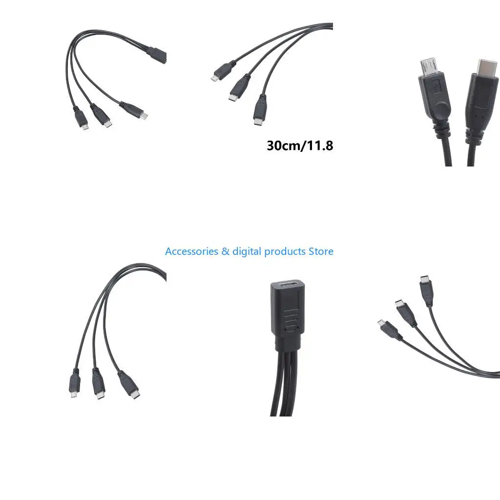 77JD Charging Cord Portable Charging Adapter Cable USB C Female to 2 Type-C 5Pin USB Male Splitter Cable(Only for Charging)