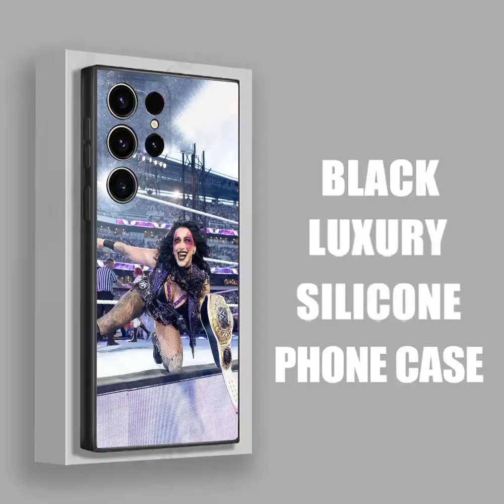 حافظة هاتف R-Rhea Ripley Wrestler لهاتف سامسونج S22، S24، S20، S25، S23، S30، S21، Ultra، Plus، 5G، Fe، Lite غطاء أسود