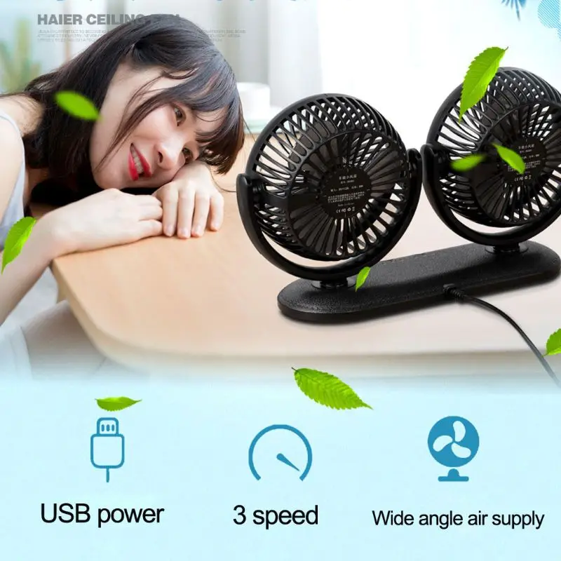 Auto doppia per ventola testa rotazione 360 gradi ventilazione condizionatore d Mini Air Coo