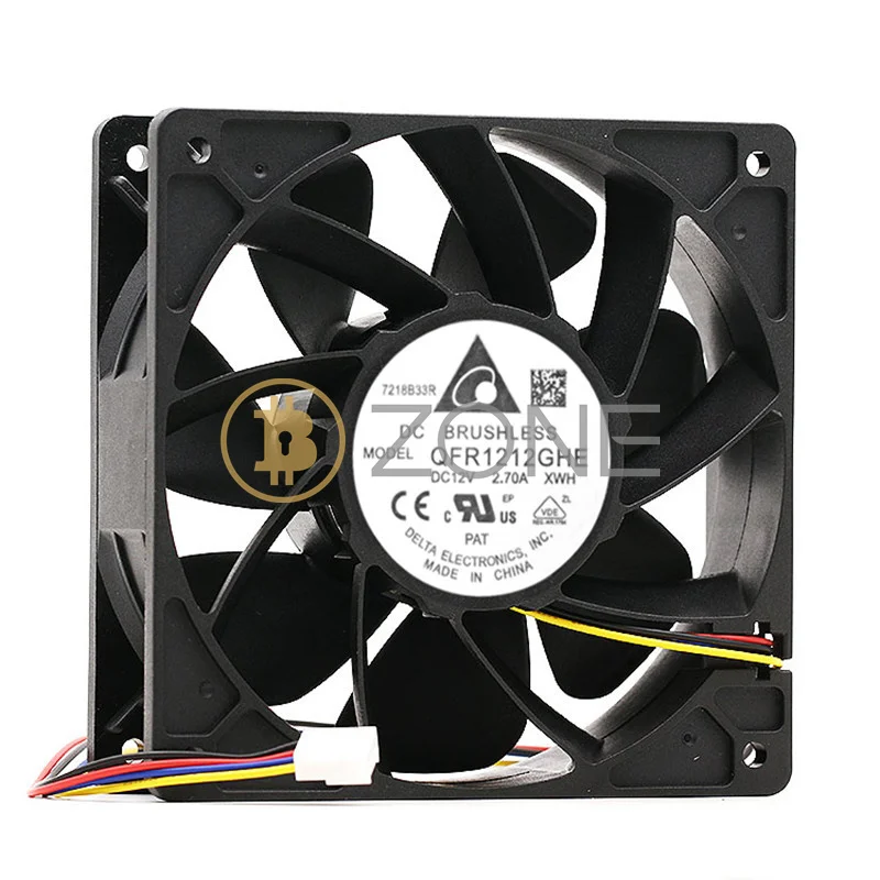 New QFR1212GHE-PWM 4Pin 12V 2.7A 12038 cooling fan 120*120*38mm 6000RPM Fan cooler For Antminer S9 S17 T17 S19 Miner Ventilator