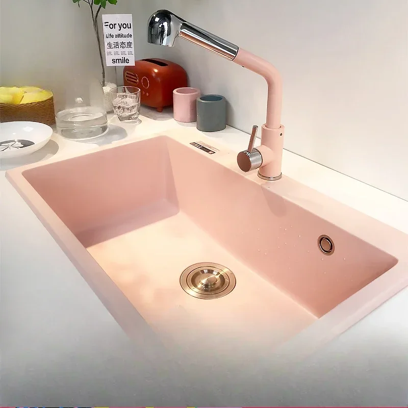 

Quartz stone sink haze blue nude smoke color vegetable washing basin pool color under the counter basin customization