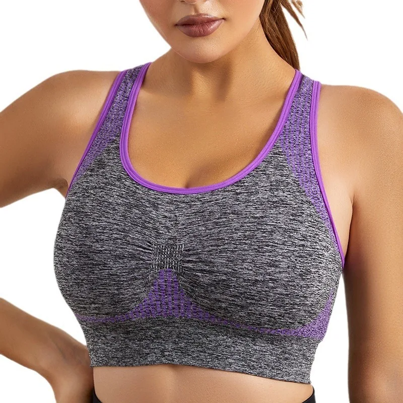 Women Seamless Racerback Yoga Sports Bra Shockproof Breathable Quick Dry Workout Wirefree Push up Bralette Fitness Sportswear image 4