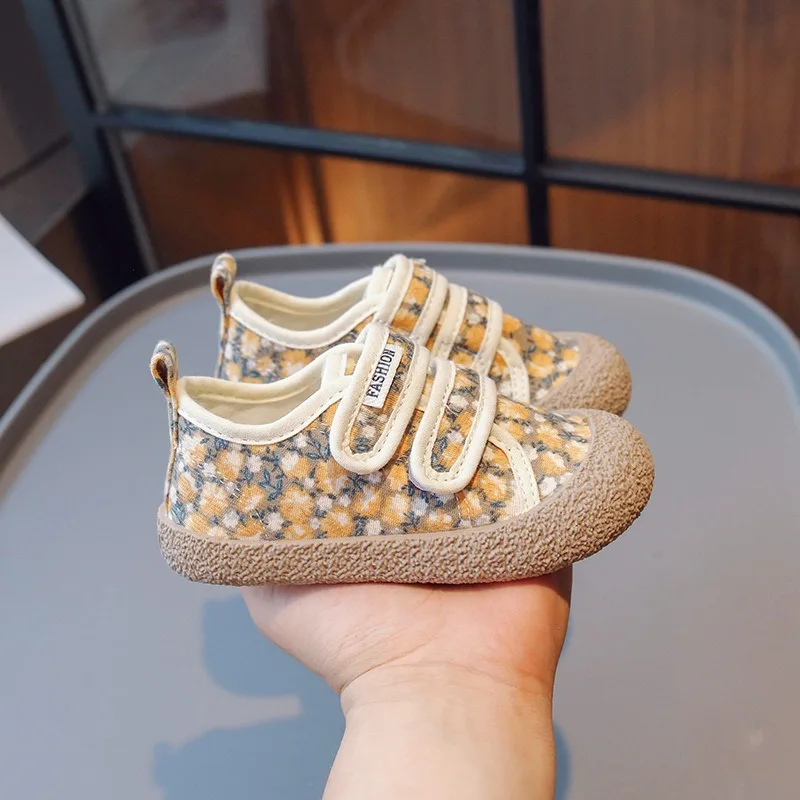 

Children's Floral Cute Canvas Shoes for School Spring Autumn Korean Kids Soft Bottom Comfort Toddler Boy Girl Shoe Size21-32