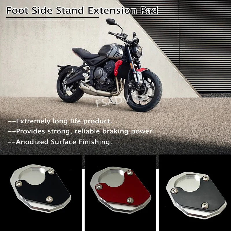 2023 Motorcycle Aluminium Kickstand Foot Side Stand Extension Pad Support Plate For Trident 660 TRIDENT660 Trident660 2021 2022