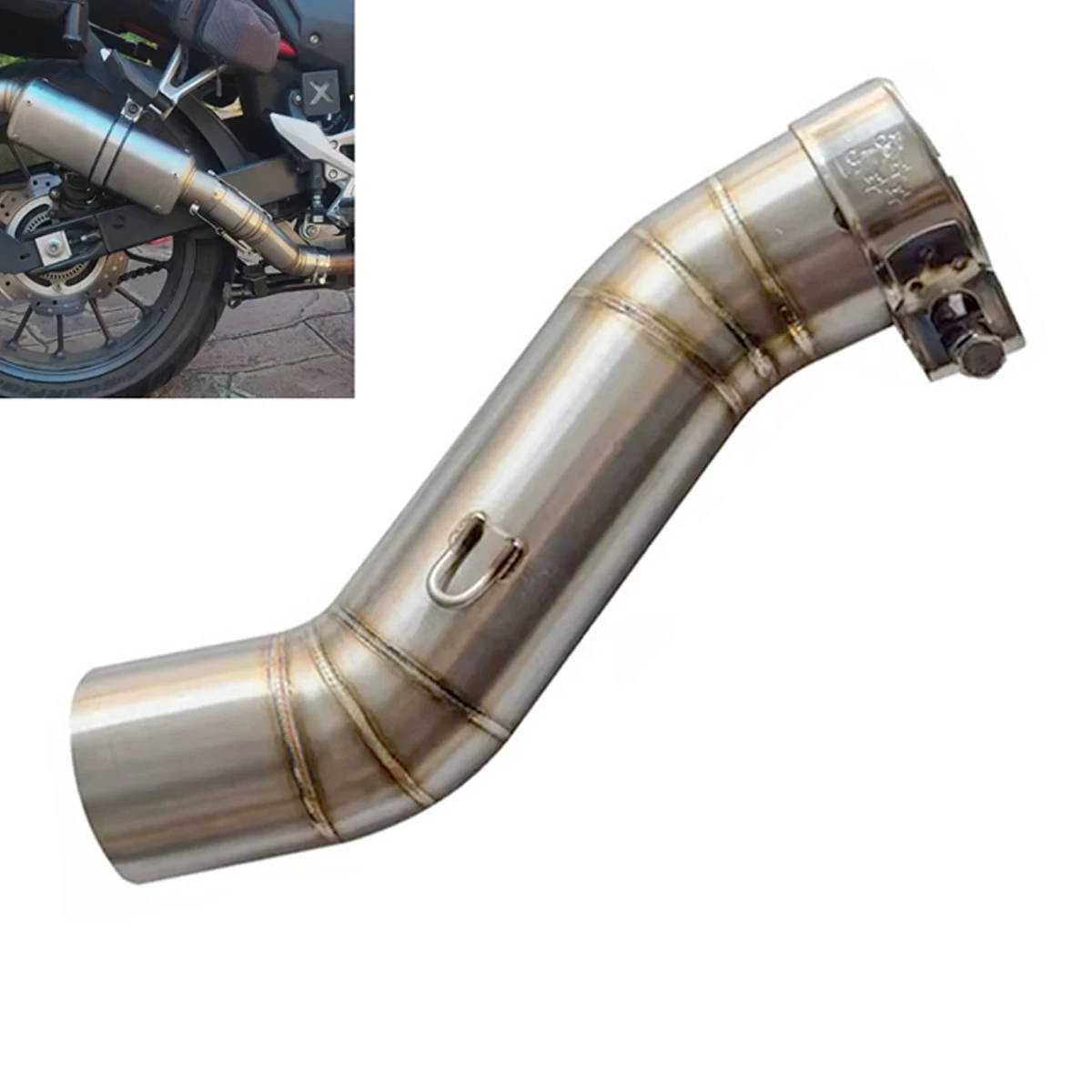 Stainless Steel Mid Exhaust Link Pipe Motorcycle Mod Parts For Honda CB400F-X 2018-2020 51mm Universal view 6