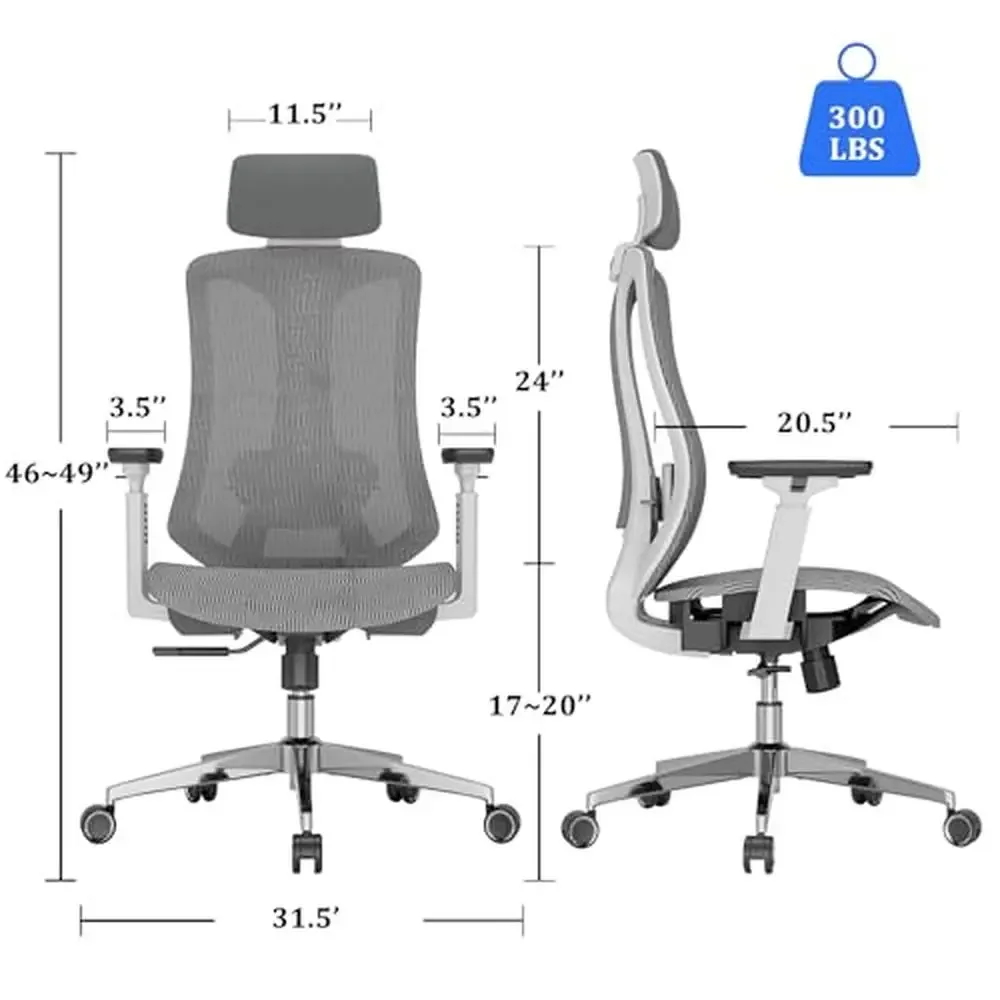 Ergonomic Mesh Office Chair 3D Armrests Adjustable Lumbar Headrest Breathable Seat Stabilizing Backrest Support Chair China