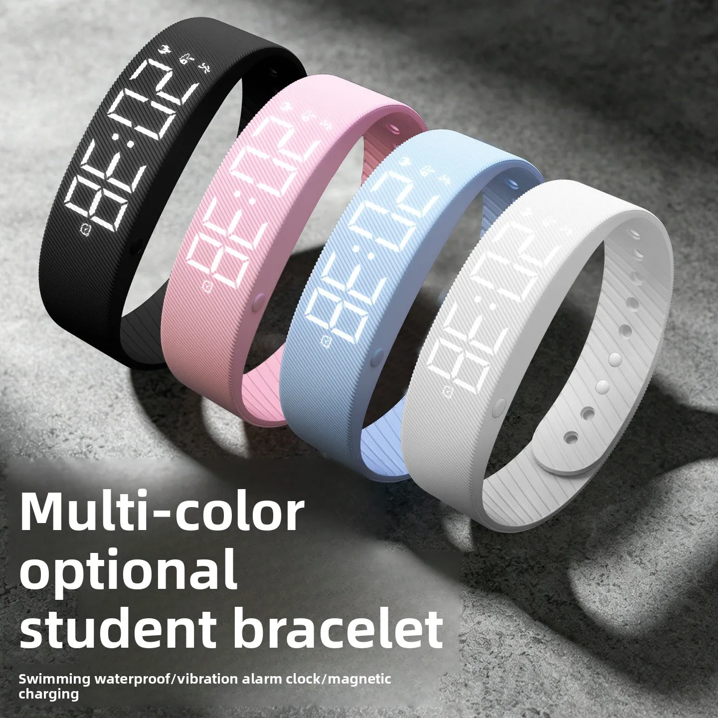 2026 New Korean Simple Watch Waterproof Swimming Vibration Alarm Kids Sports Pedometer Smart Bracelet Boys