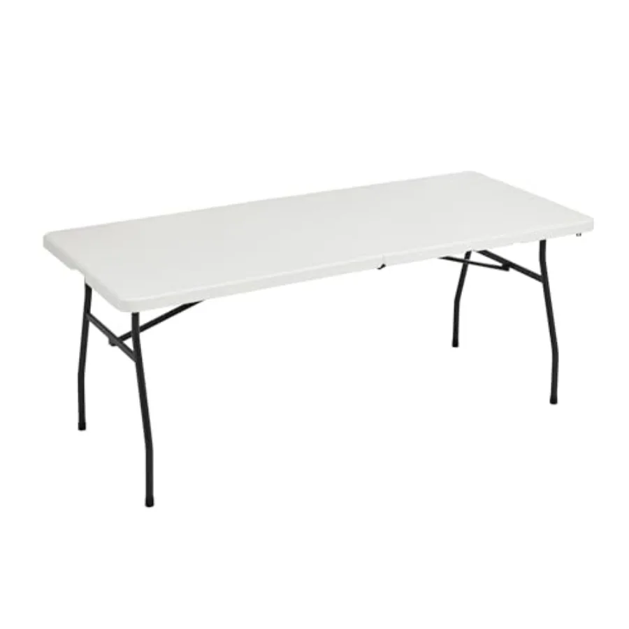 

Heavy Duty Portable Folding Table 6 Feet Indoor and Outdoor Fold-in-Half Design with Carrying Handle Portable Heavy Duty Indoor