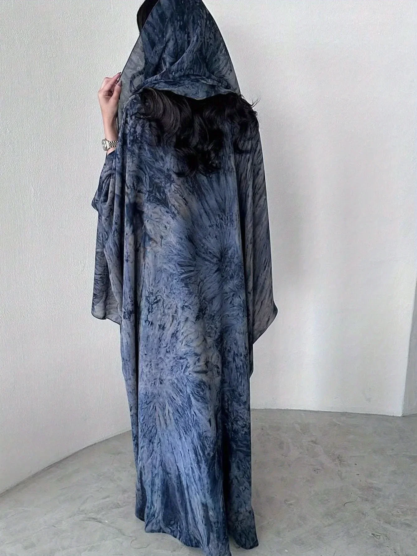 Mulheres tie dye solto abaya manga cheia frente aberta abayas turquia kaftan médio oriente árabe maxi vestidos jilbabs sem hijab