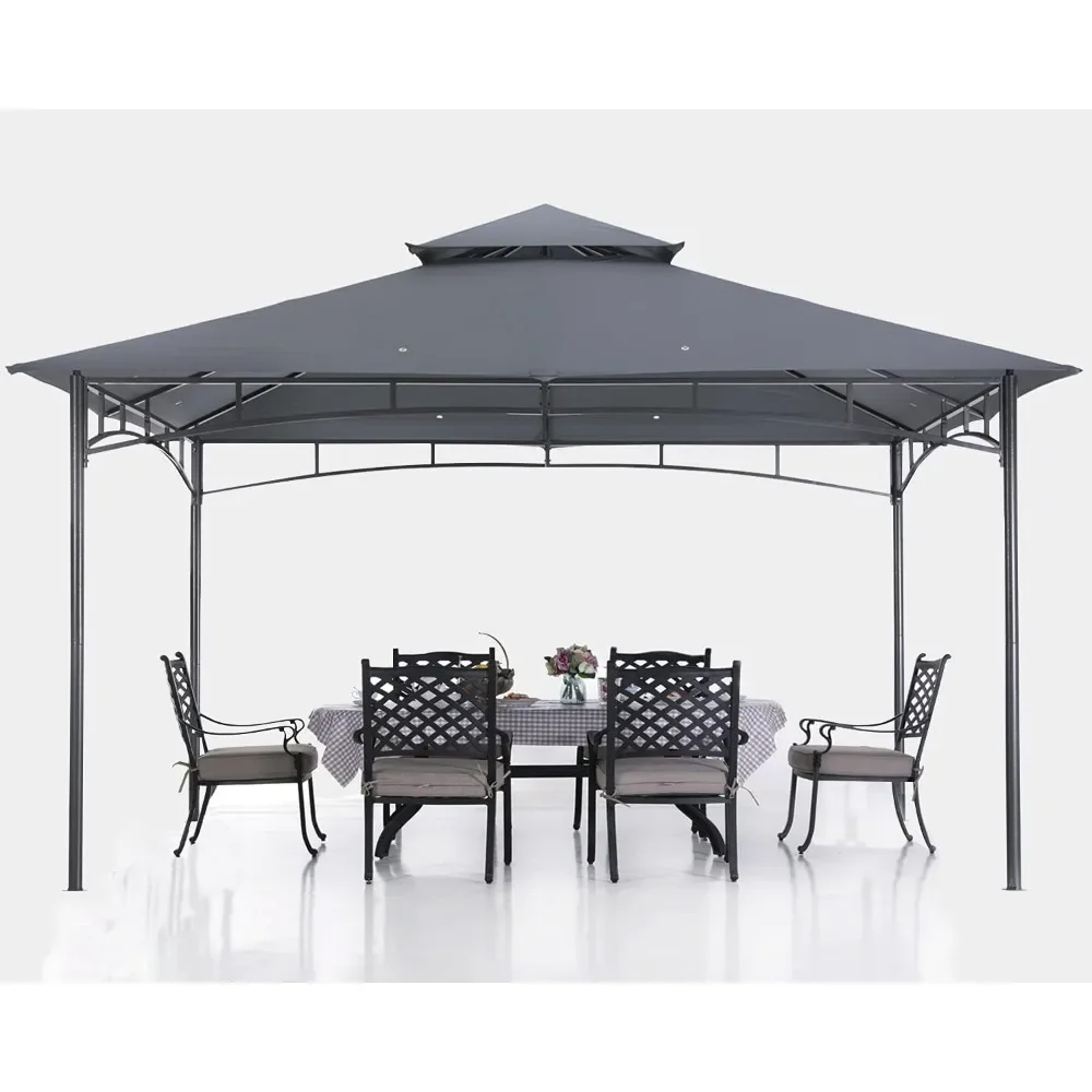 

Gazebos for Patios 10x12 - Outdoor Steel Frame Gazebo for Lawn Backyard Garden Deck (Dark Gray)