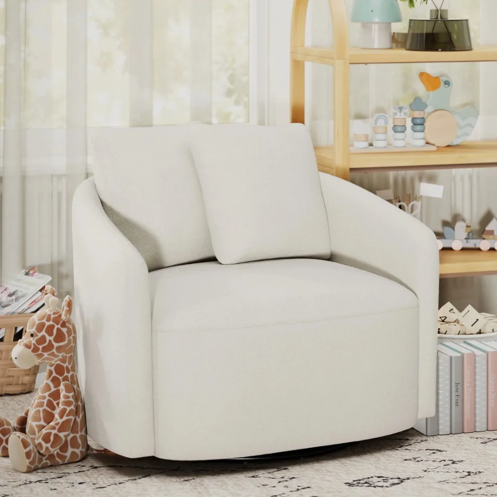 Beautiful Kids Accent Chair, Cream Bouclé Fabric