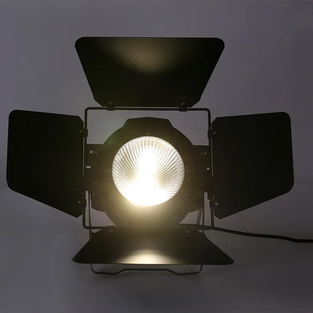 200W Stage Light with Barn Doors DMX-512 Party DJ COB with Panel Cool & Warm White PAR64