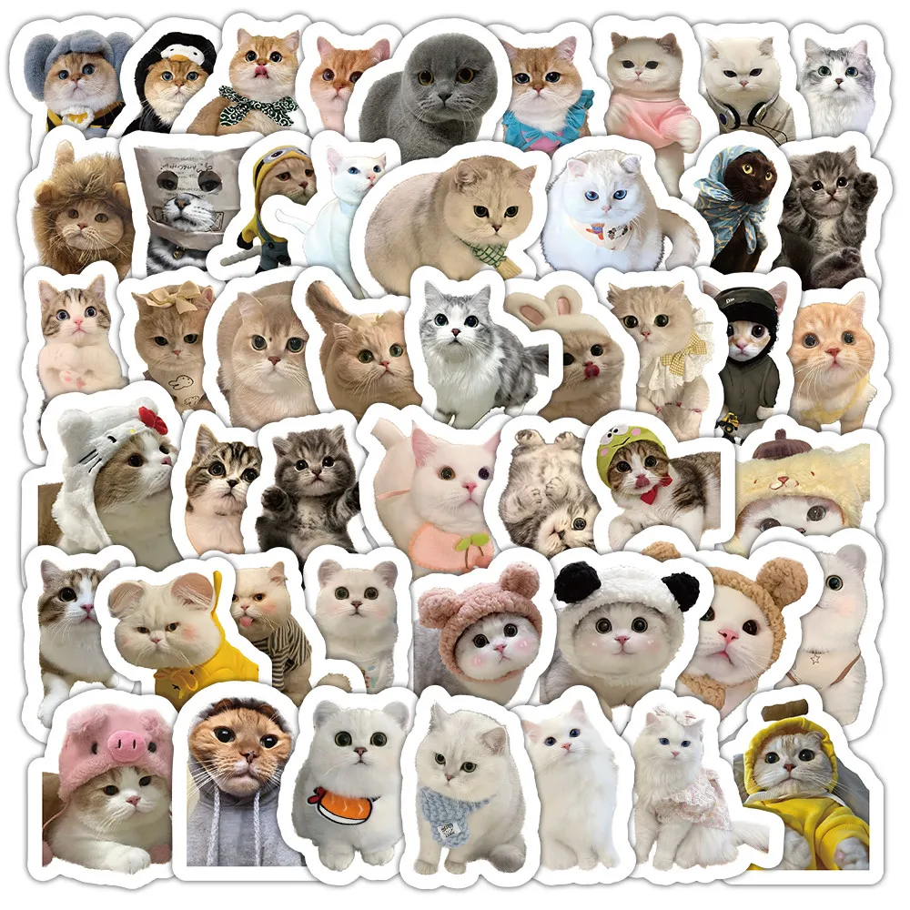 Realistic Kitty Sticker Book (103Pcs) - Photo-Style Cat Decor for Water Bottle - Murah & Cantik AnimeWorlds Store
