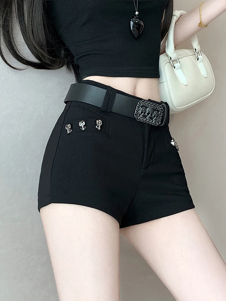 여성 여름 스트레이트 레그 바지 아메리칸 스타일 매운 소녀 엉덩이 포옹 ight 로우 웨이스트 a 라인 벨트 캐주얼 핫 바지