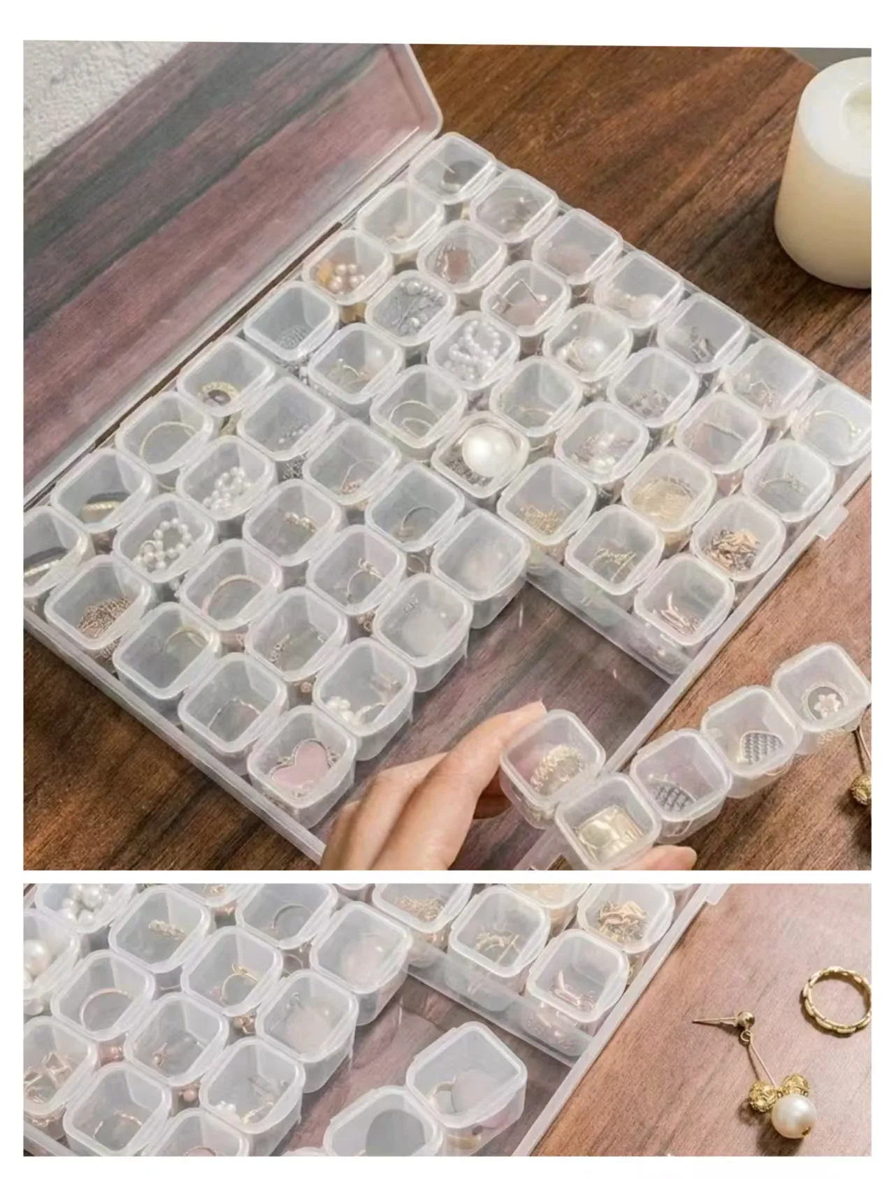 28/56 grid transparent box, suitable for organizing and storing small accessories such as necklaces and earrings image 4