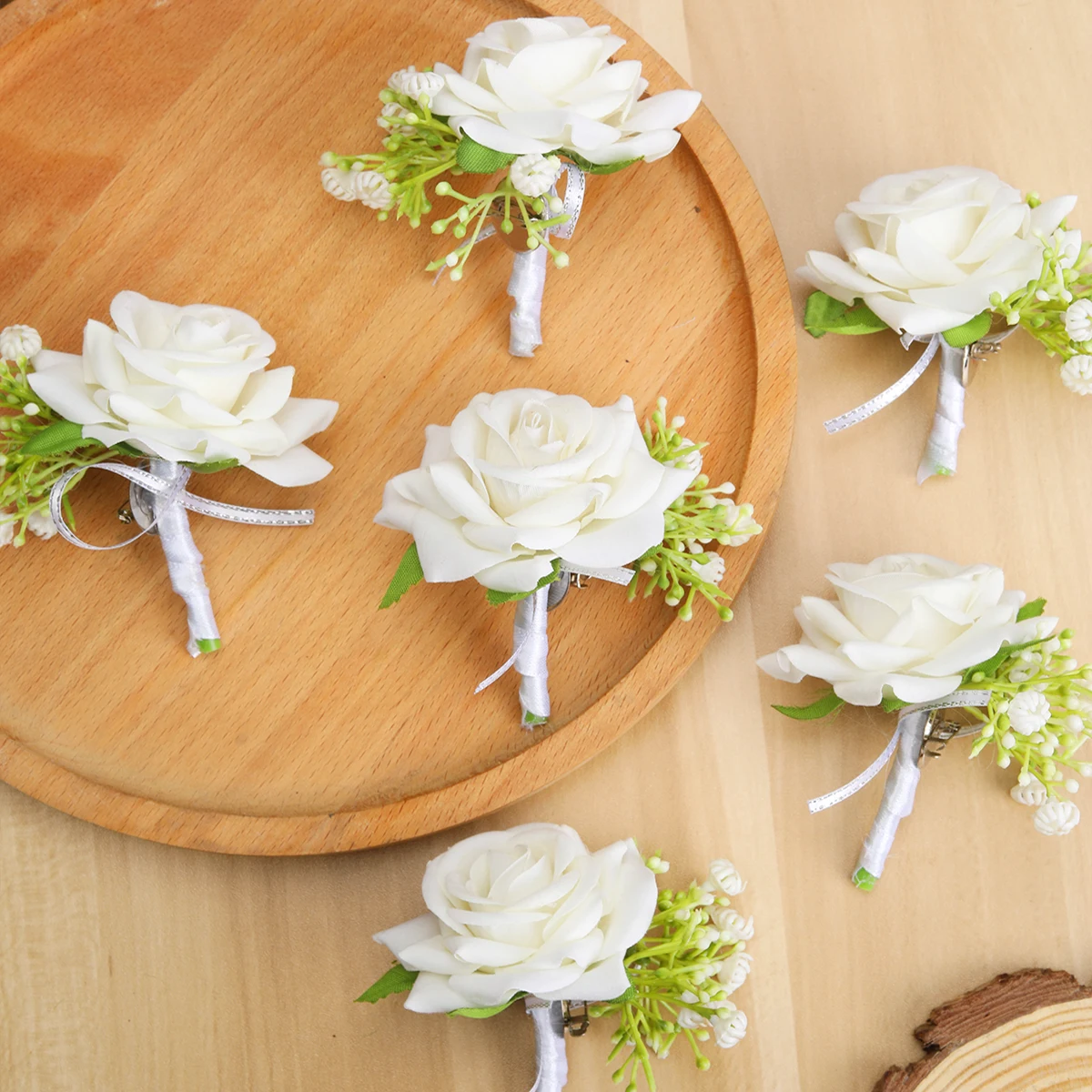 6 ชิ้น/เซ็ต Boutonniere สําหรับผู้ชายเจ้าบ่าว Rose Boutonniere งานแต่งงานครบรอบอาหารค่ําอย่างเป็นทางการ PARTY ฤดูใบไม้ร่วง Rustic แต่งงานพรหม