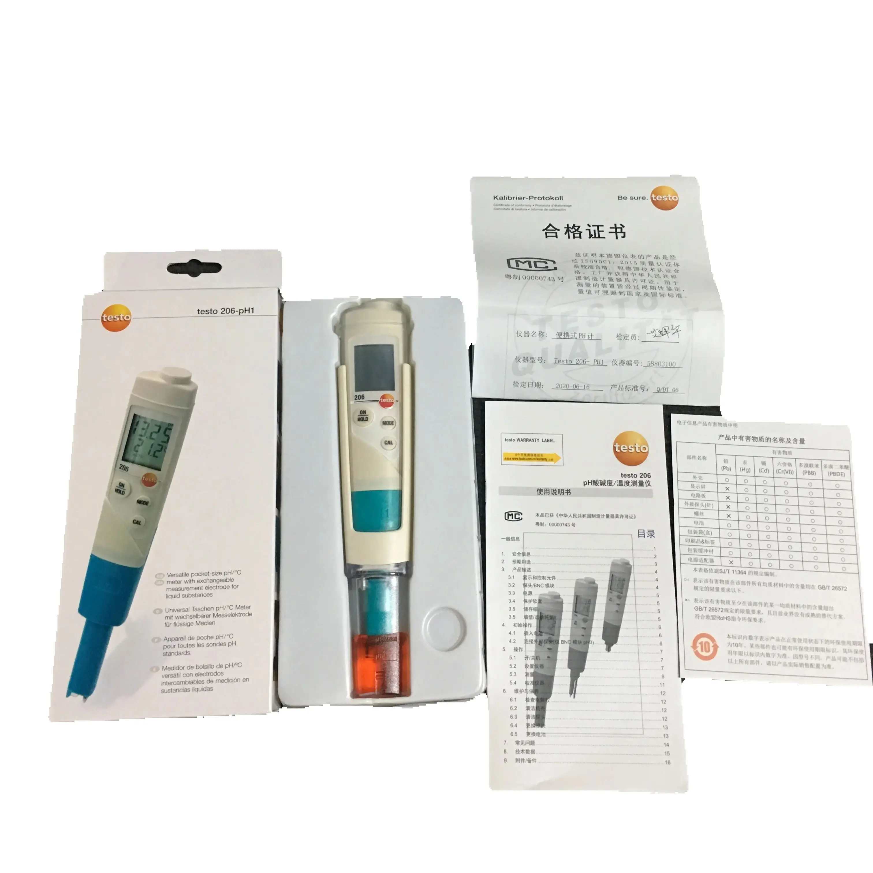 

Testo 206 pH1 (0563 2061) pH-метр, точность ± 0,02pH, разрешение 0,01pH, макс. 14pH, +60 ° C Макс