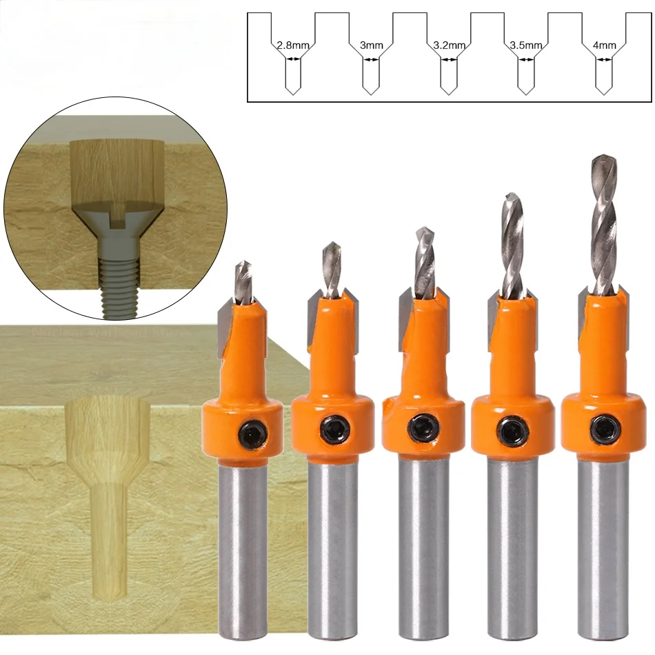 Fraise à bois HSS, tige de 8mm, fraiseuse, jeu de vis, extracteur, démolition, pour fraise à bois