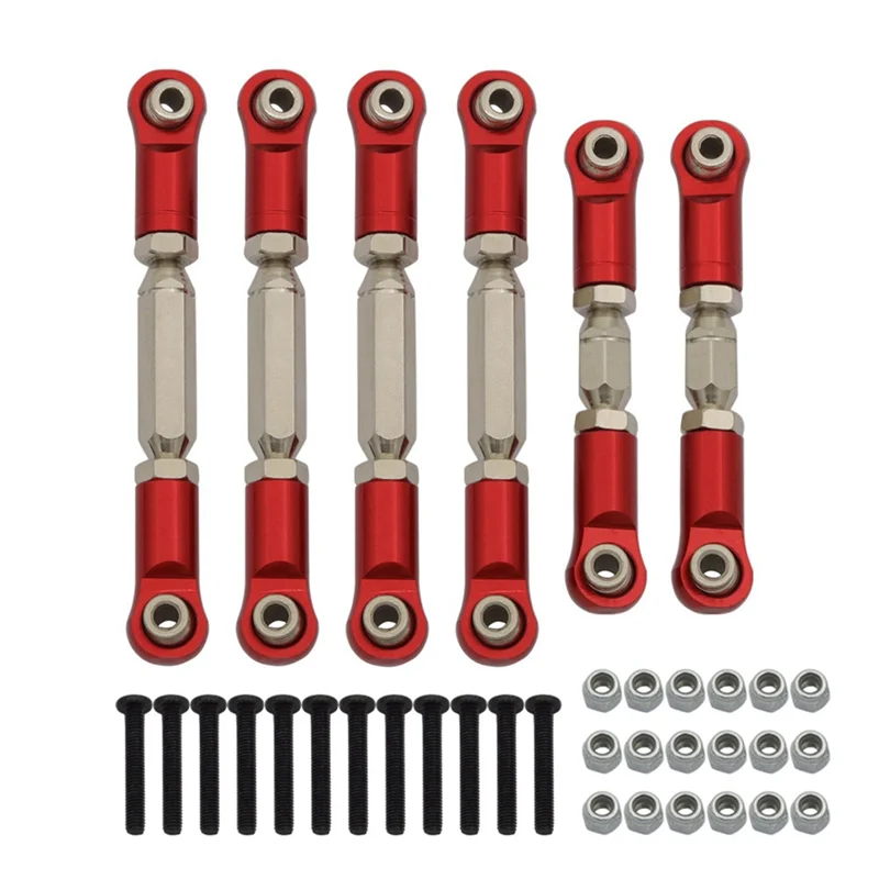 Metal Tie Rods Linkage Links Set for 1/10 Arrma SENTON VORTEKS Big Rock RC Car Upgrade Parts,Red