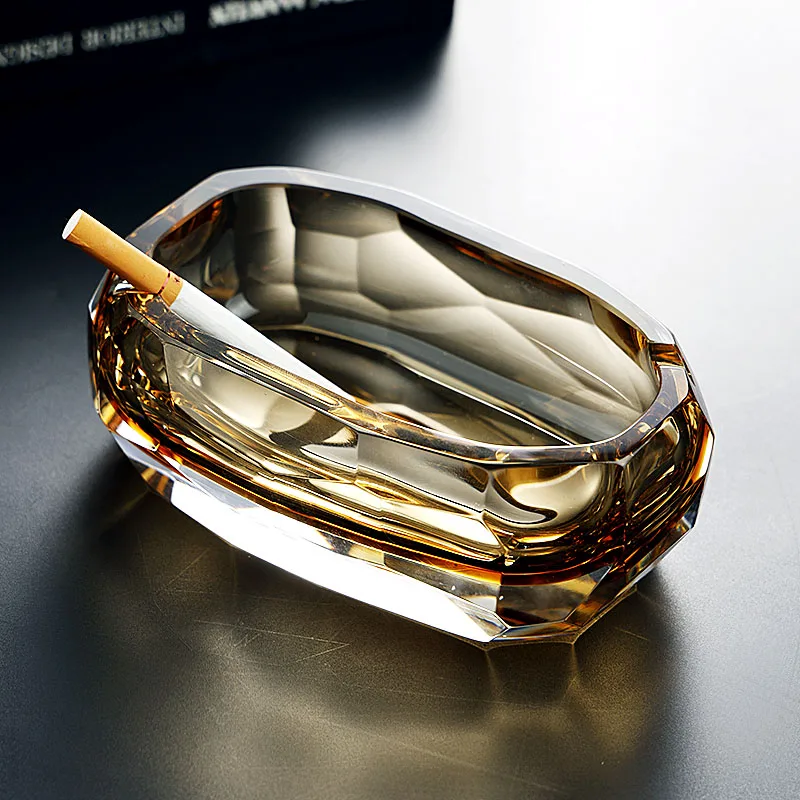 Premium Elegant Faceted Crystal Glass Ashtray with Vibrant Colors, Unique Modern Decor Piece, Ideal Housewarming Gift &Ornament.
