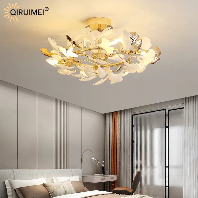 

New Luxury Leaves Design LED Modern Chandelier Lights Living Dining Room Bedroom Flats Villa Hotel Hall Lamps Indoor Lighting