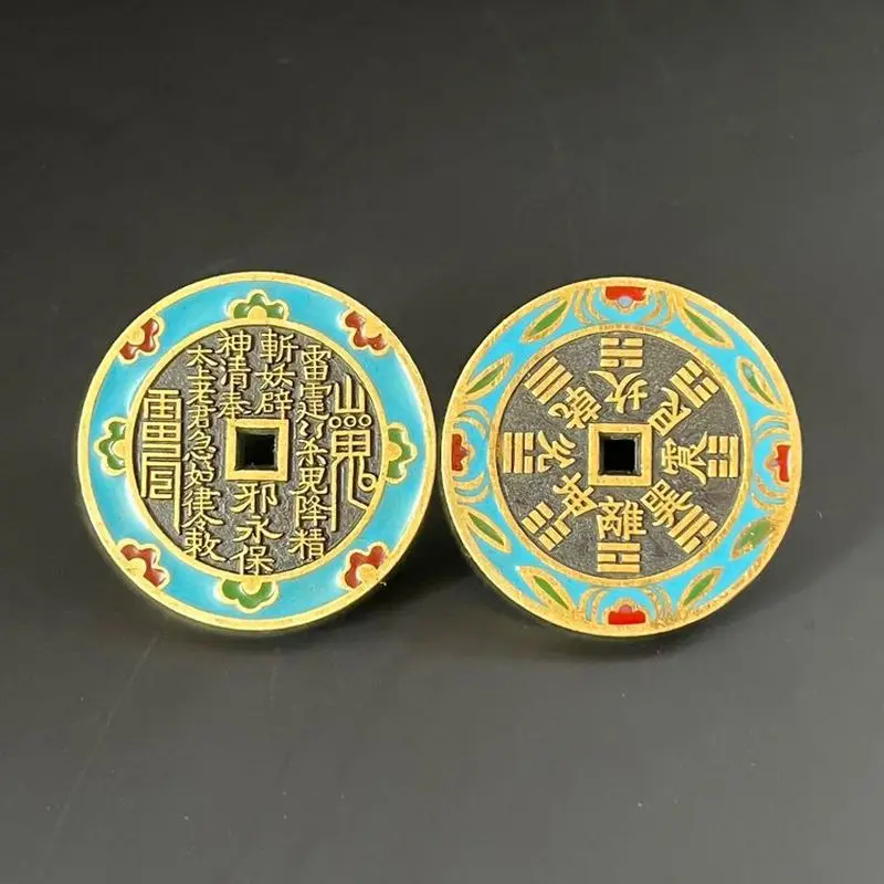 Taoist Mountain Ghost Bagua Coin, Hand-Painted Copper Coin3Centimeter diameter brass precision casting square hole round hole
