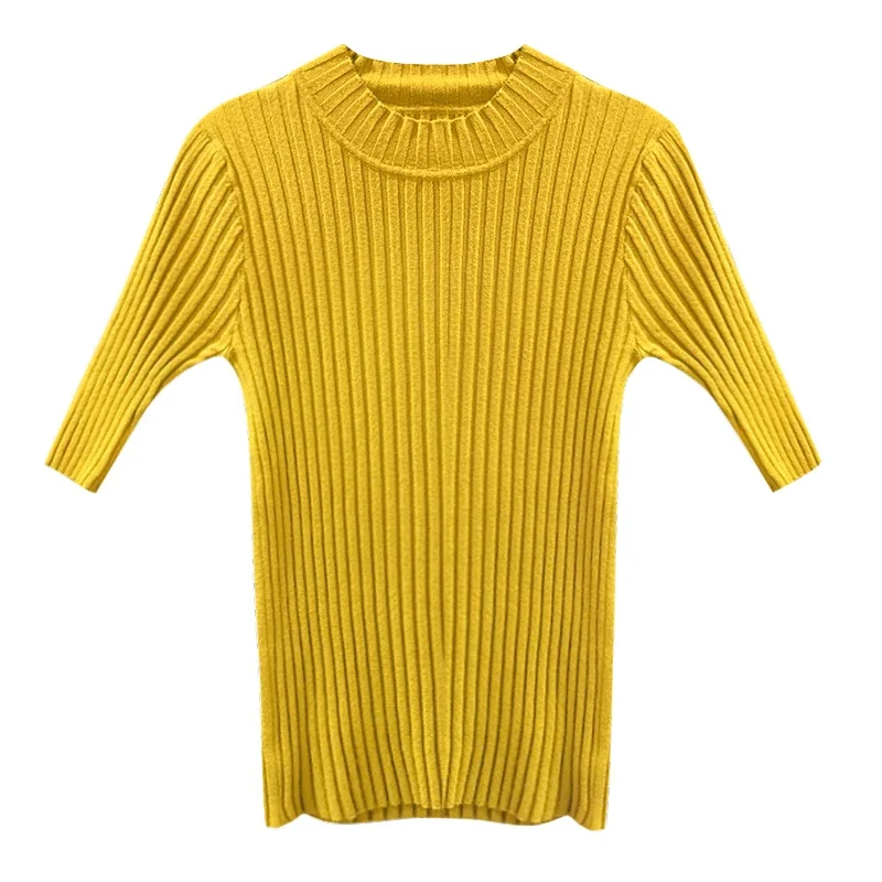 Blusa De manga corta ajustada para Verano, camisa De punto a la Moda para Mujer, E404, 2024