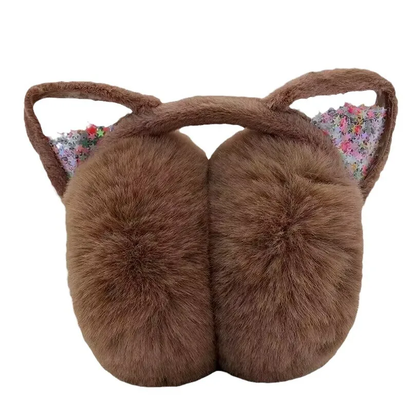 Girl Winter Cat Ear Earmuffs Foldable Warm  Protect Cute Faux Fur Soft Fluffy Earcap Korean Style Children Ear Cover Ear Muff