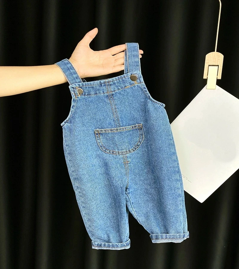 

Spring Fall Children Denim Jumpsuit Toddler Kid Pocket Loose Suspender Long Pant Jeans Boy Girl Fashion Overalls Clothes 1-7Y