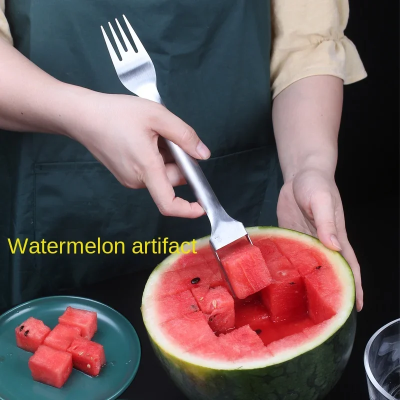 Stainless steel watermelon slicing tool, slicing tool, dice slicer, household eating fork, spoon, cutting tool, meat picker