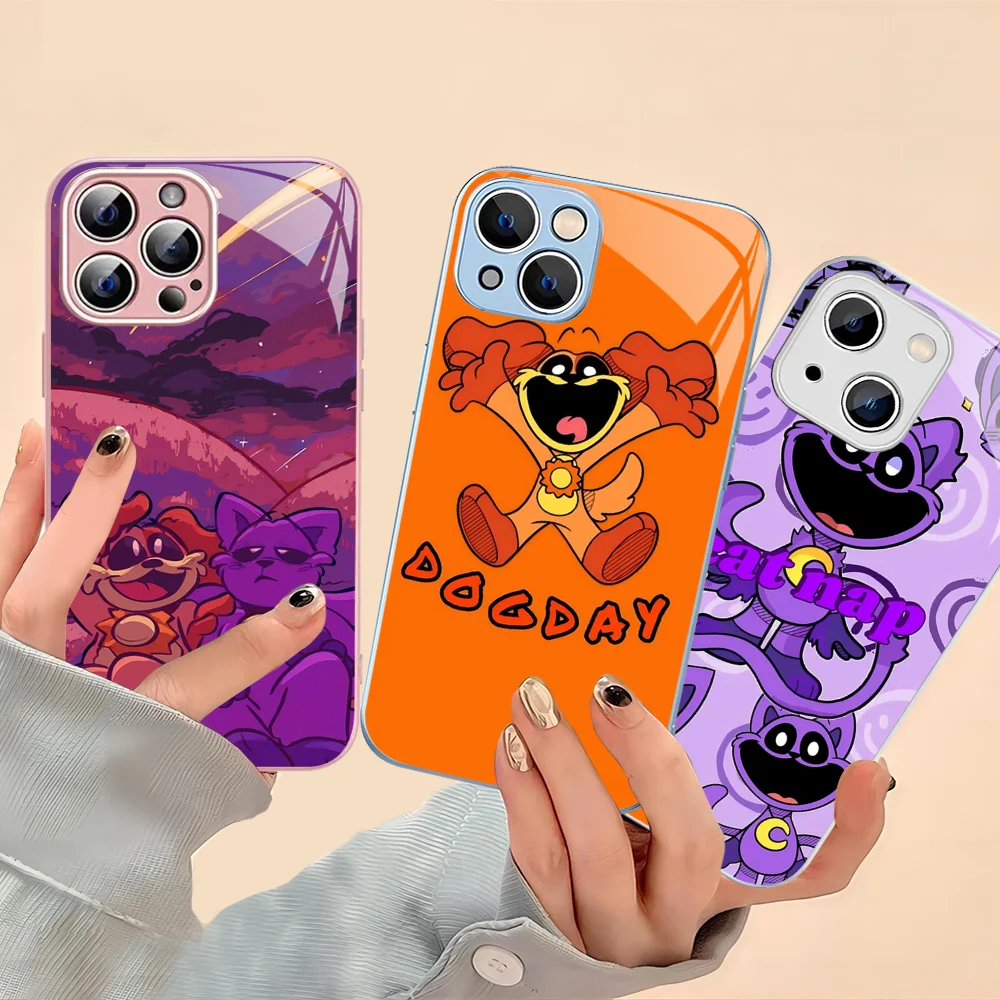 S-Smiling C-Critters C-CATNAP DOGDAY Phone Case For iPhone 14 13 12 Mini 11 Pro XS Max X XR 14 Plus Tempered Glass Cover