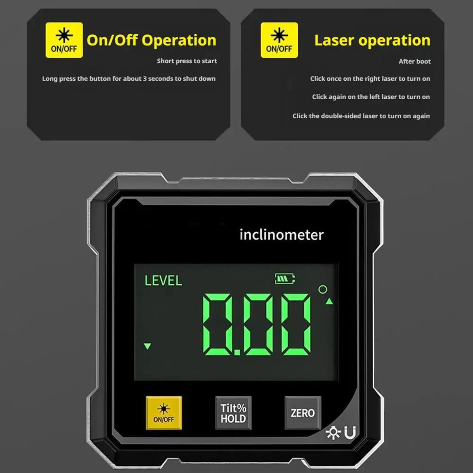 Digital Angle Measure Instrument USB Charging Table Saw Miter Protractor LED Screen Digital Angle Gauge Hanging Level Box